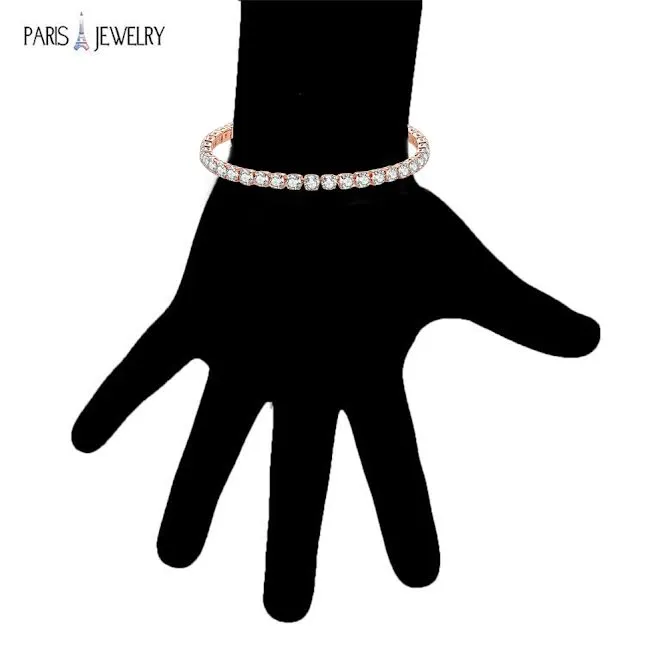10k Rose Gold 6 Cttw Created Cubic Zirconia Round Adjustable Tennis Plated Bracelet