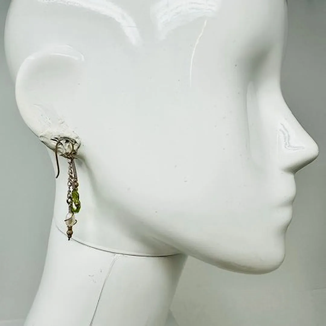 14K Gold Necklace with Peridot and Pearl with Matching Earrings