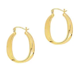 14K Gold Oval Hoop Earrings