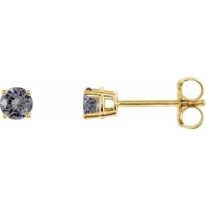 14K White 3 mm Natural Green Tourmaline Stud Earrings