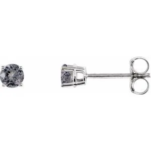 14K White 3 mm Natural Green Tourmaline Stud Earrings