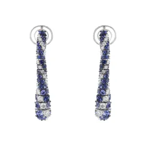 18K White Gold Sapphire and Diamond Drop Earrings