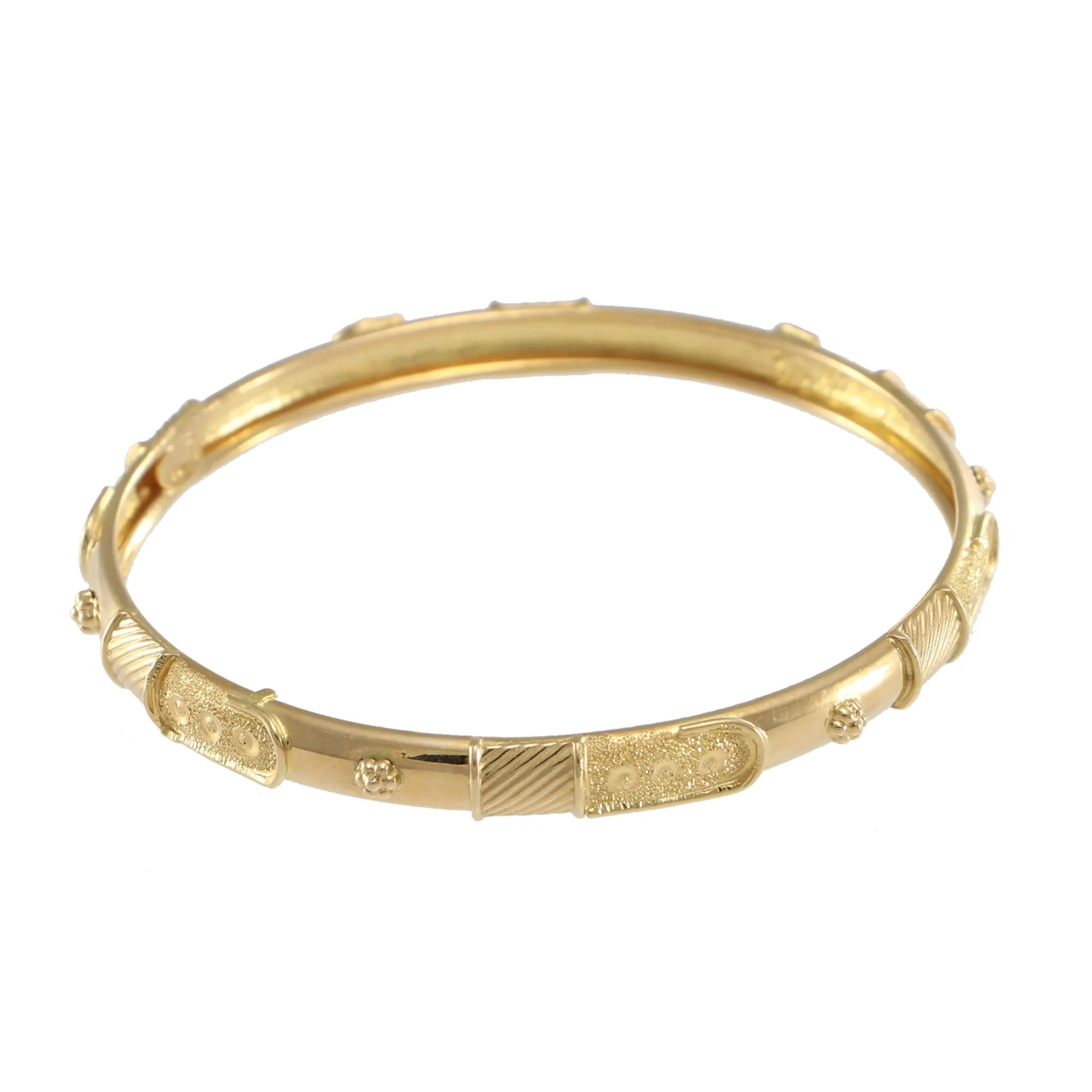 22k Yellow Gold Bangle Bracelet Modernist Womens 6mm Vintage Estate 27.2g