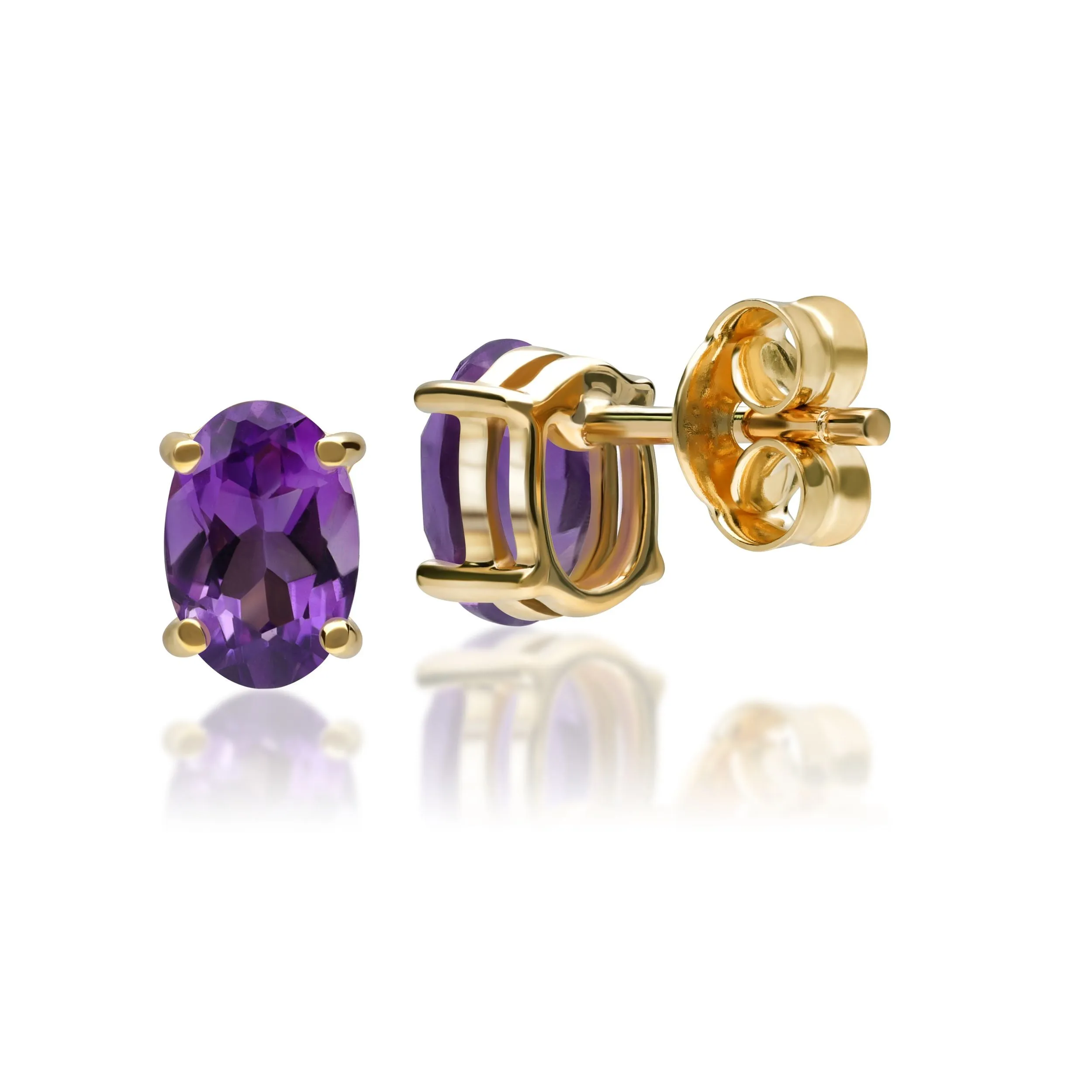 9 karat Gelbes Gold Amethyst Ohrstecker Ohrringe