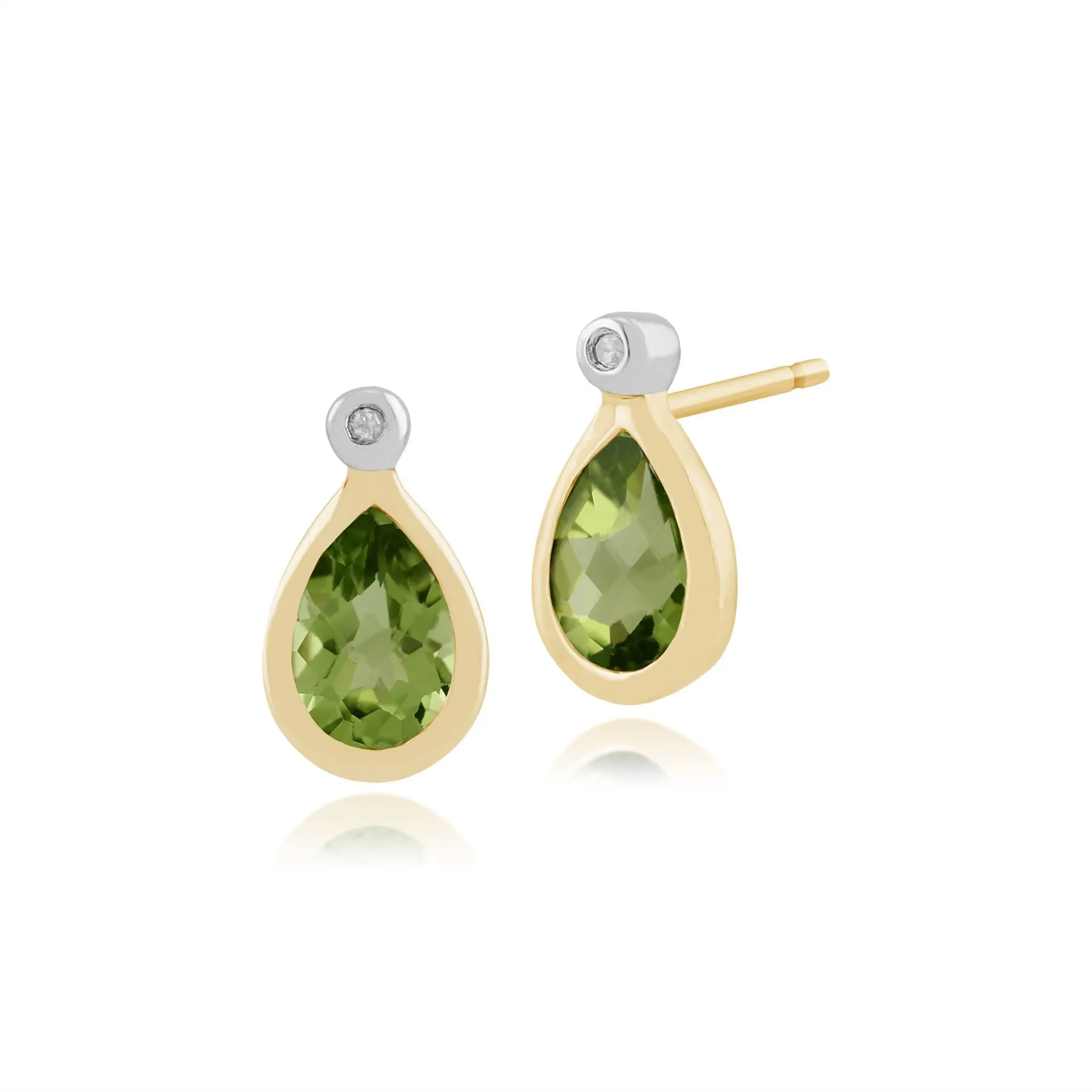9 karat Gelbes Gold Peridot & Diamant Ohrstecker Ohrringe