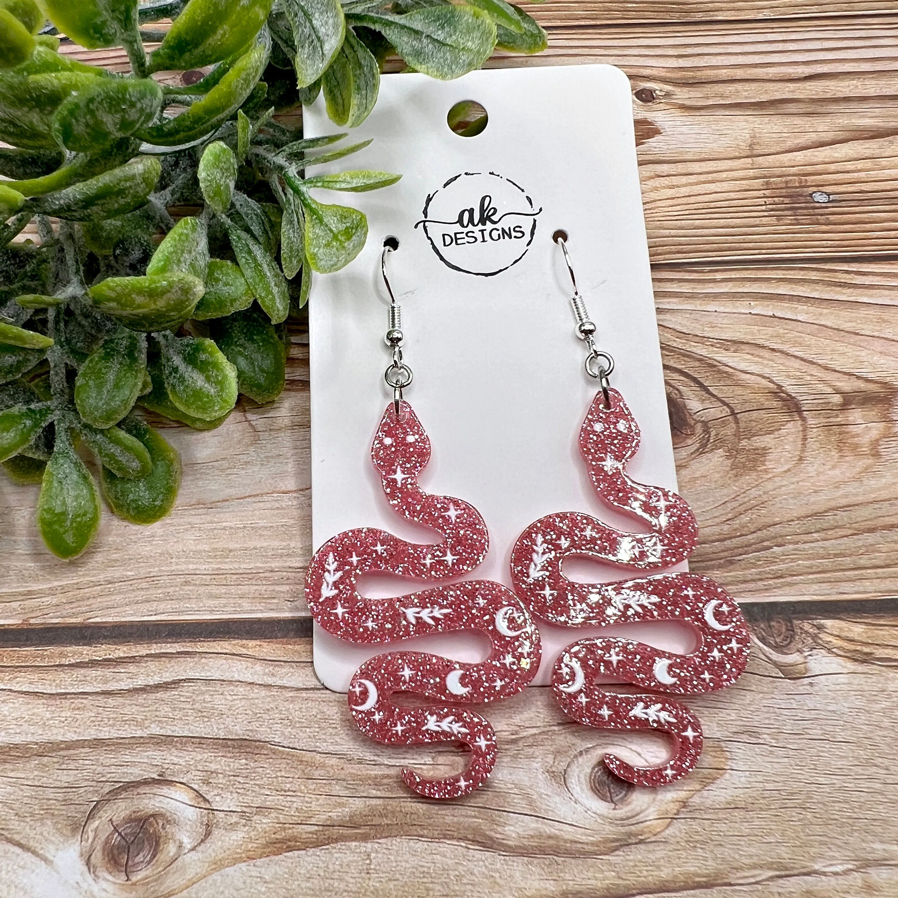 Acrylic Glitter Snakes Earrings