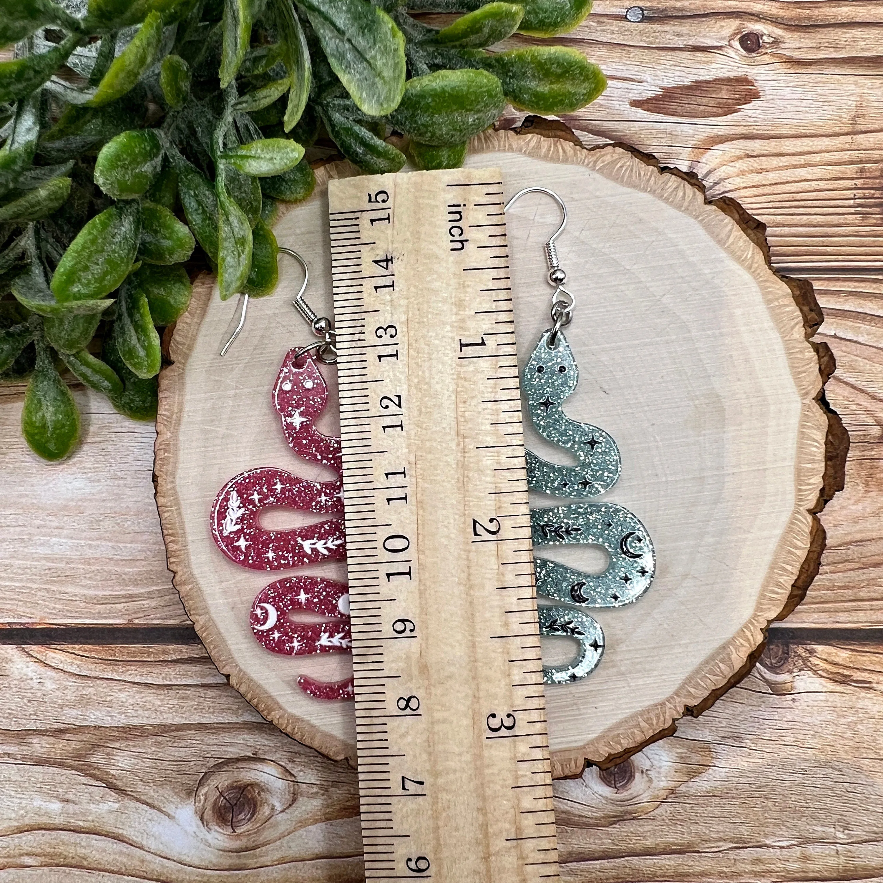 Acrylic Glitter Snakes Earrings
