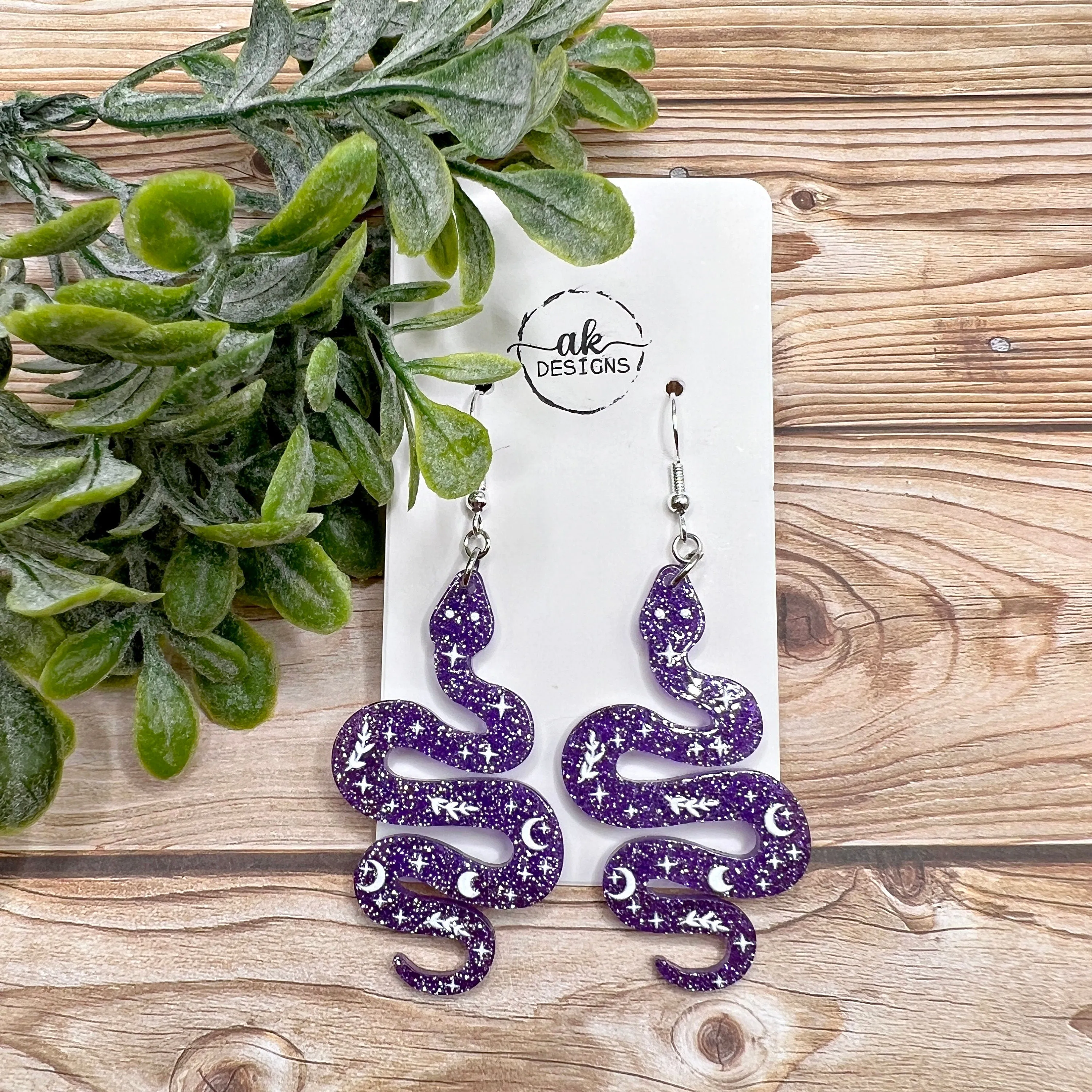 Acrylic Glitter Snakes Earrings