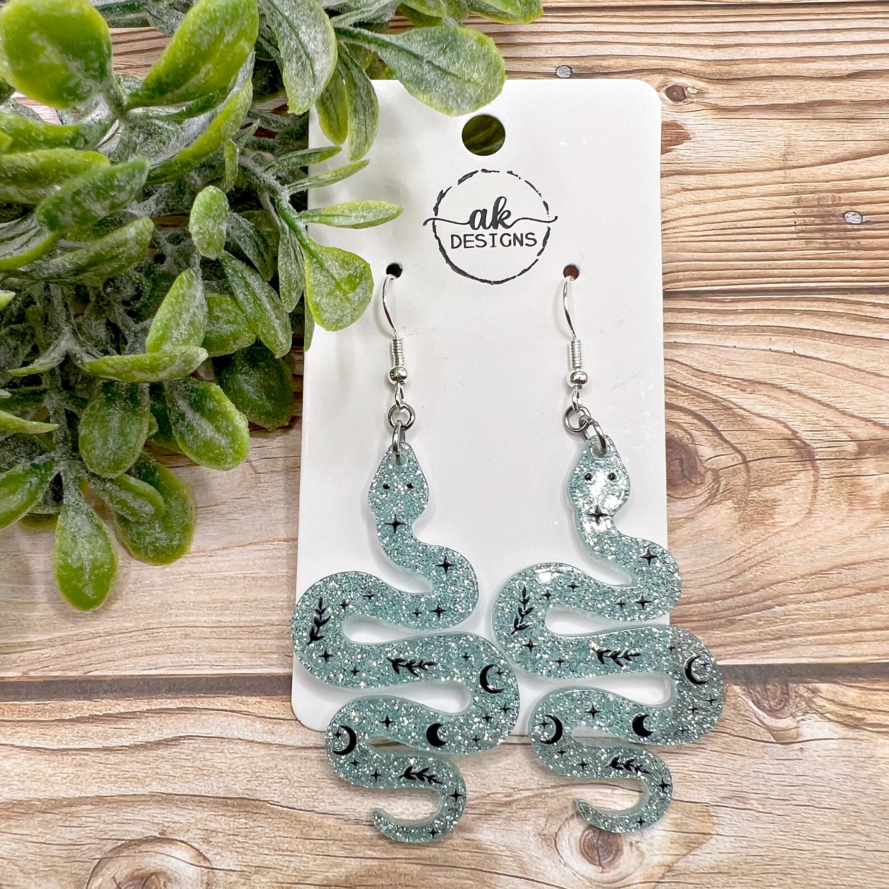Acrylic Glitter Snakes Earrings