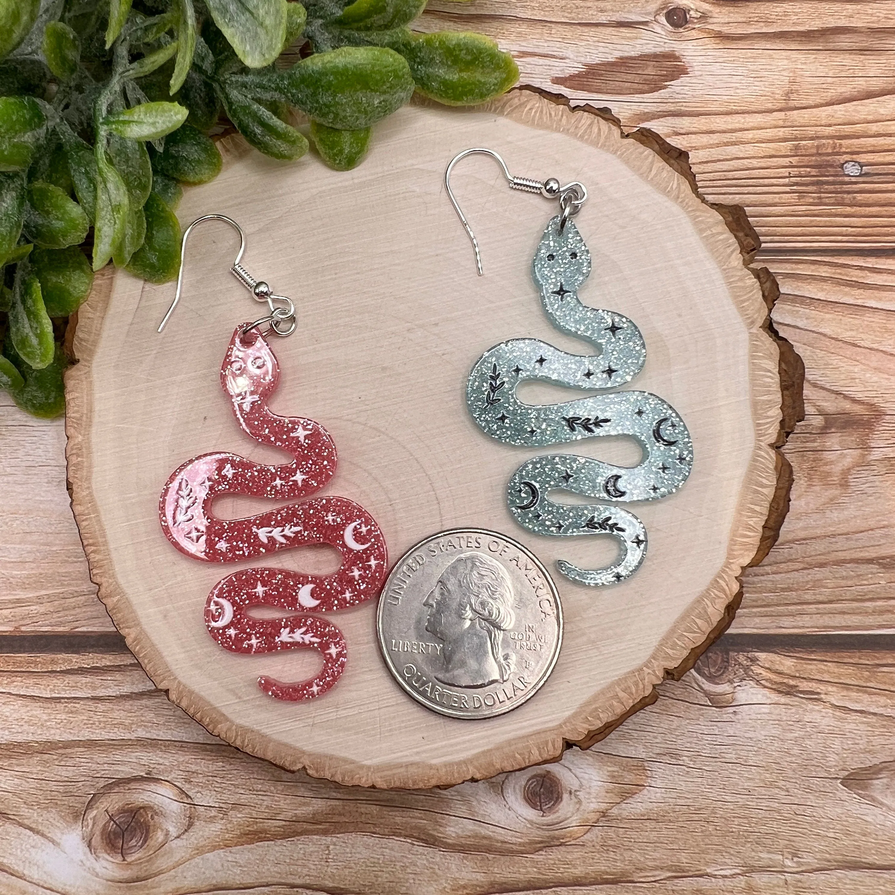 Acrylic Glitter Snakes Earrings