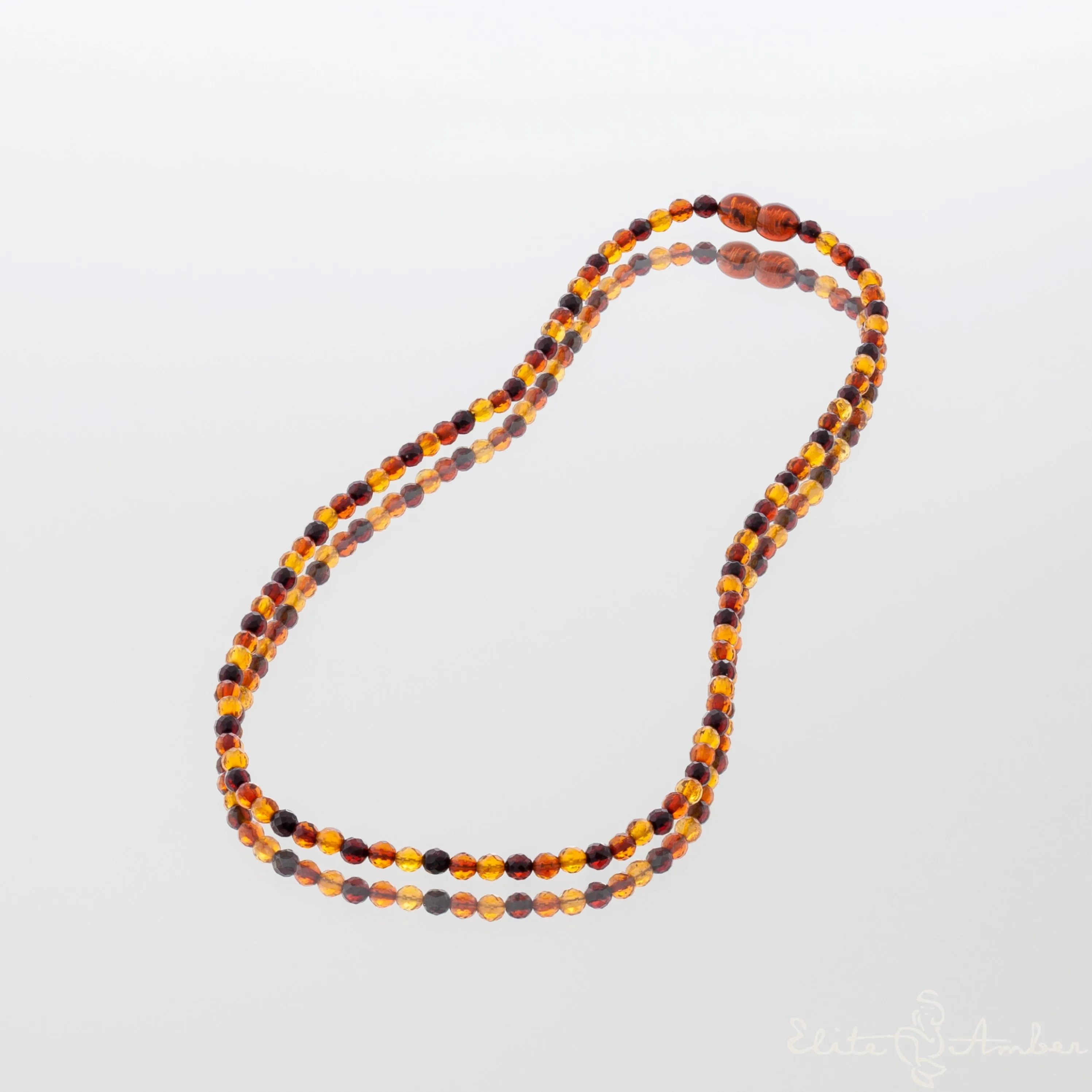 Amber necklace "Small glossy colors"