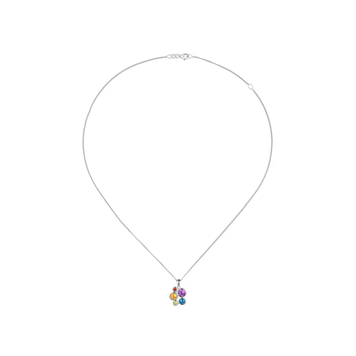 Amore Argento Silver Mixed Gemstone Necklace