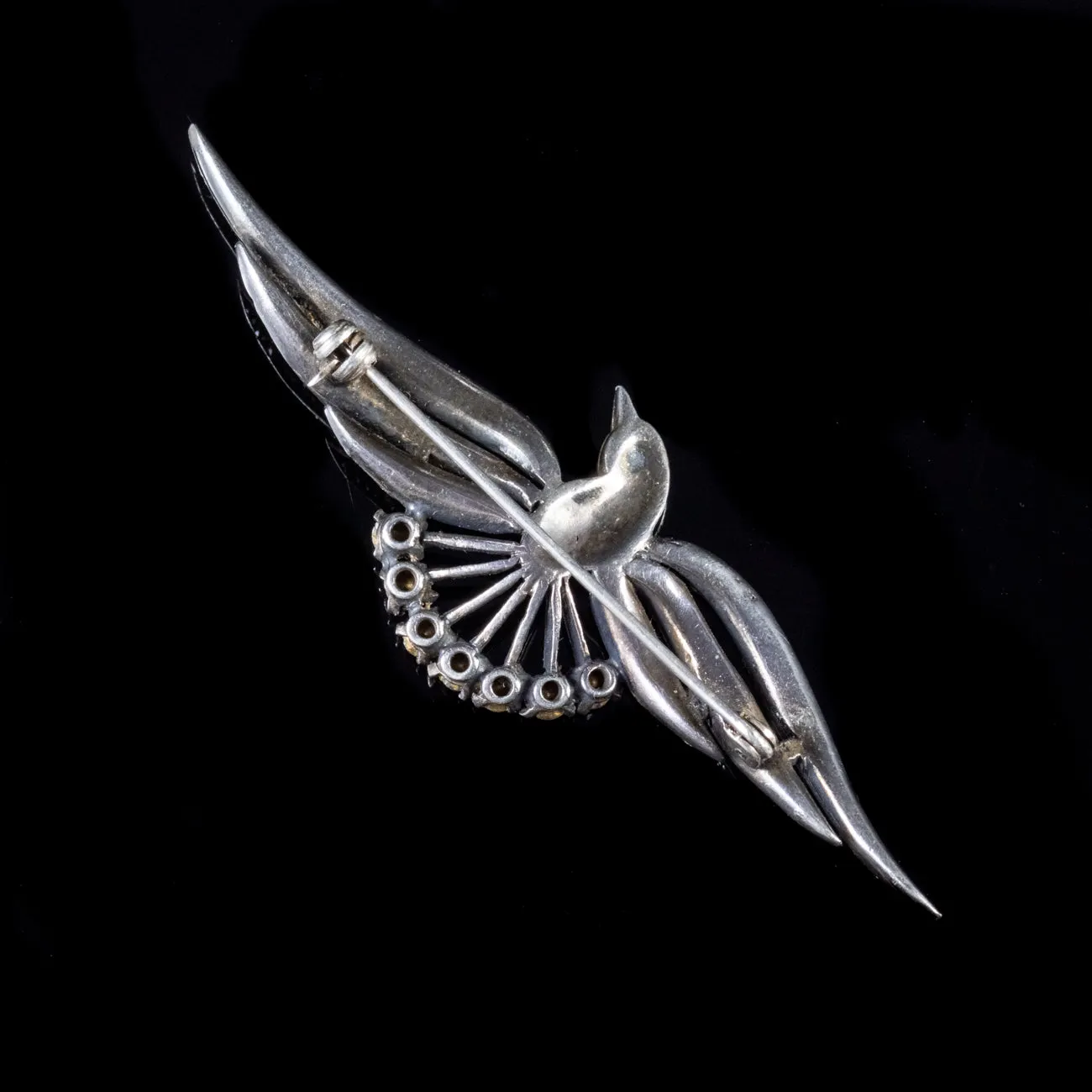 Art Deco Paste Dove Brooch Sterling Silver Circa 1925