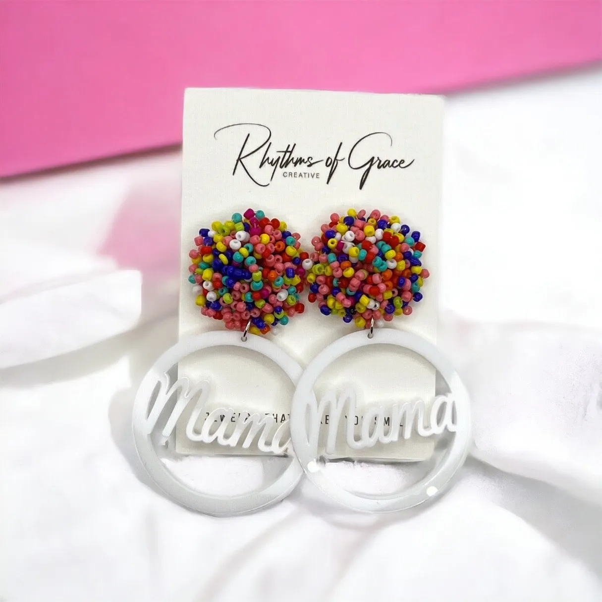 Beaded MAMA Earrings - Handmade Earrings, Baby Shower, New Mom, Mother’s Day, Mom Earrings, Momma Earrings, Pregnancy Announcement