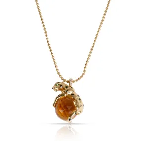 Cartier Panthere Citrine, Lacquer, Tsavorite & Diamond Necklace in 18KT Gold