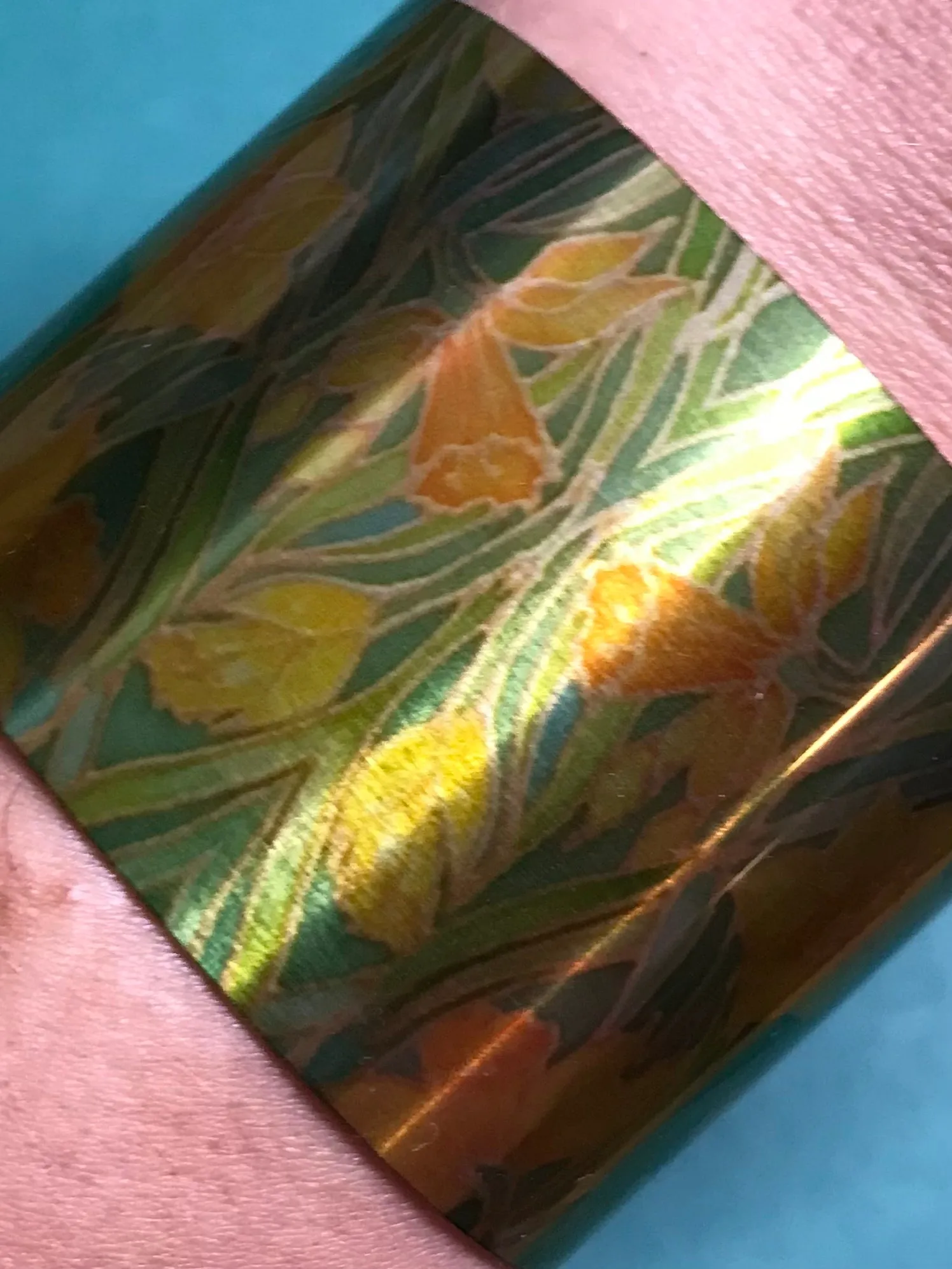 Daffodil’s Cuff Bracelet - Comtemporary Vibrant Yellow Green Bangle - easy wear lightweight aluminium.