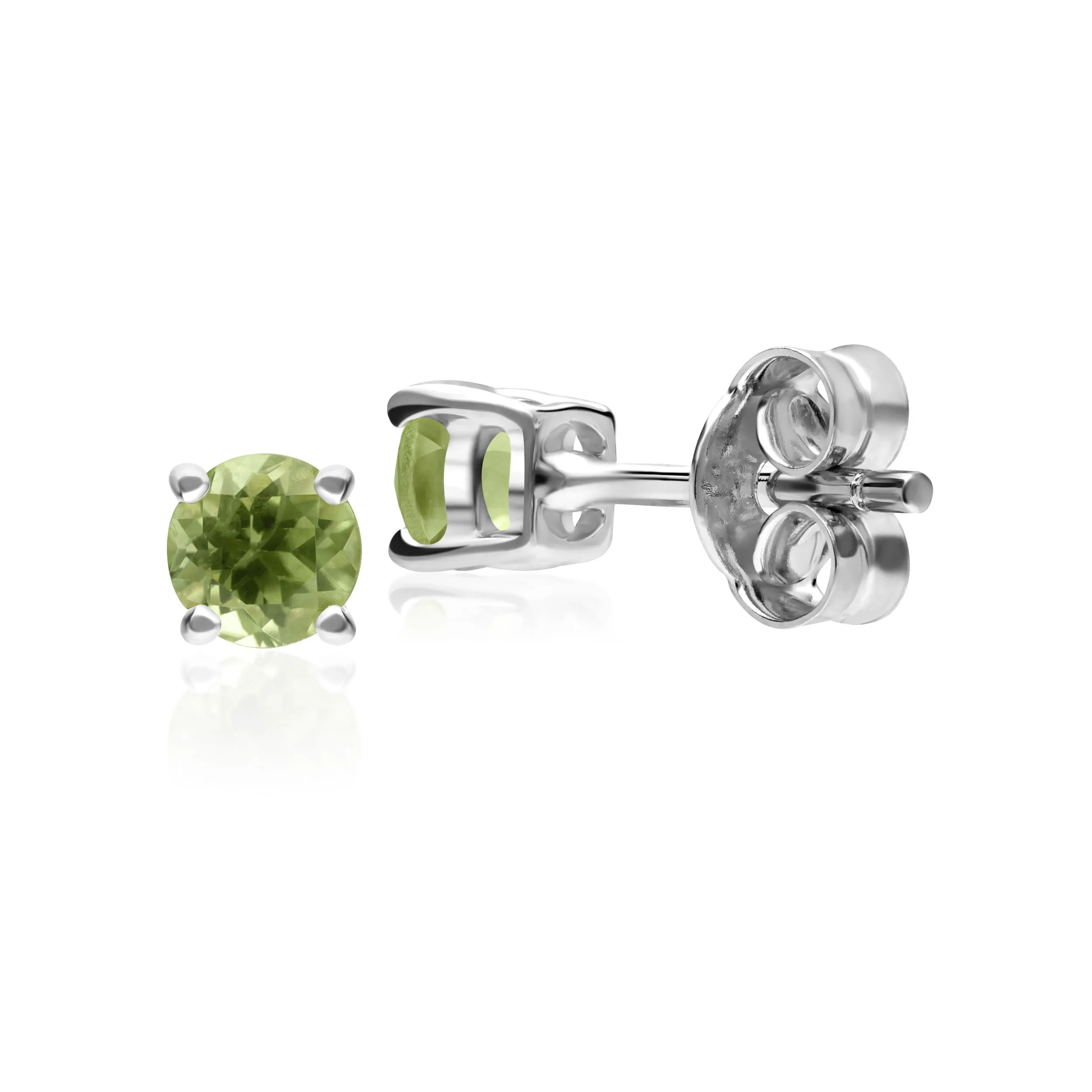 Damen 375 Gold 9ct Weißgold Rund Peridot Classic Claw Ohrringe Grün 3.50mm