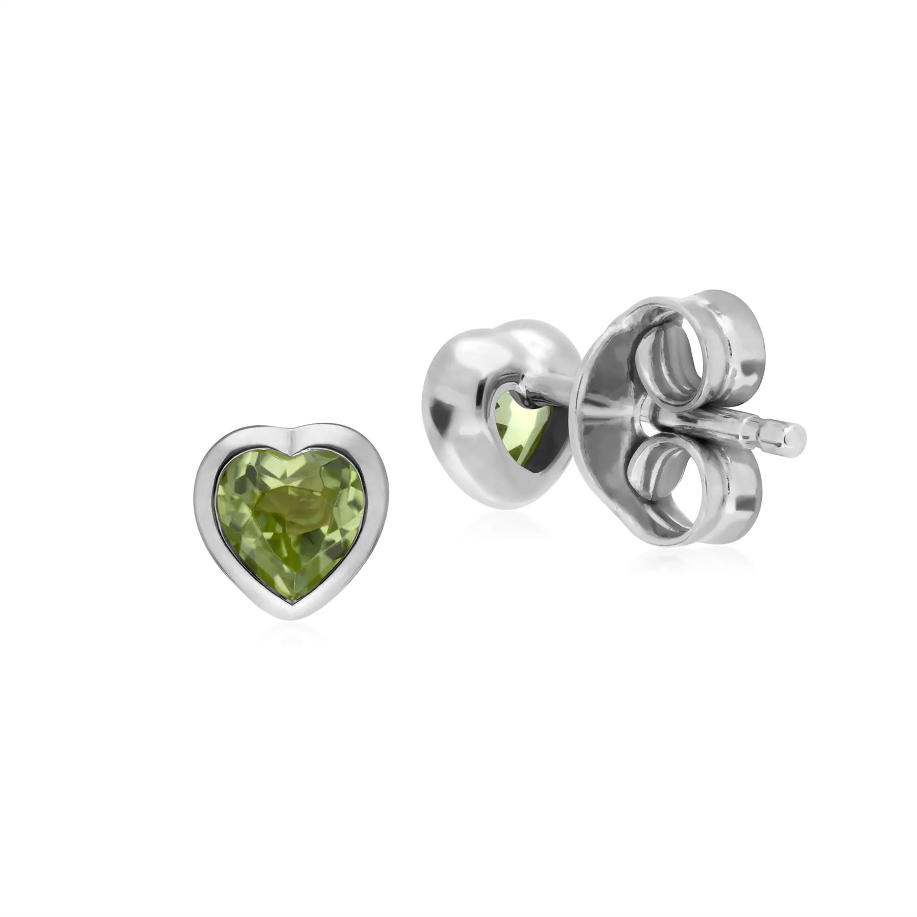 Damen Sterlingsilber Einzel Stein Peridot Herz Ohrstecker