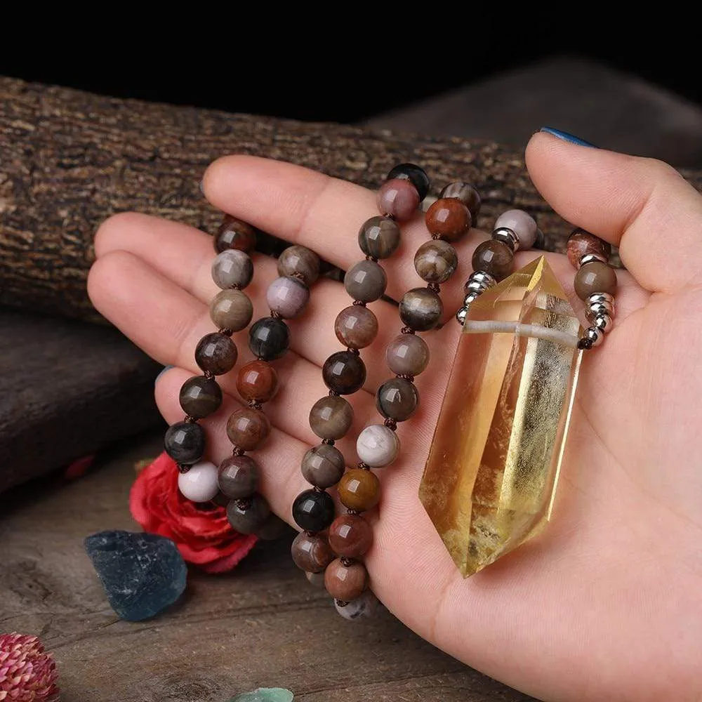 Double Terminated Citrine & Jasper Beads Necklace