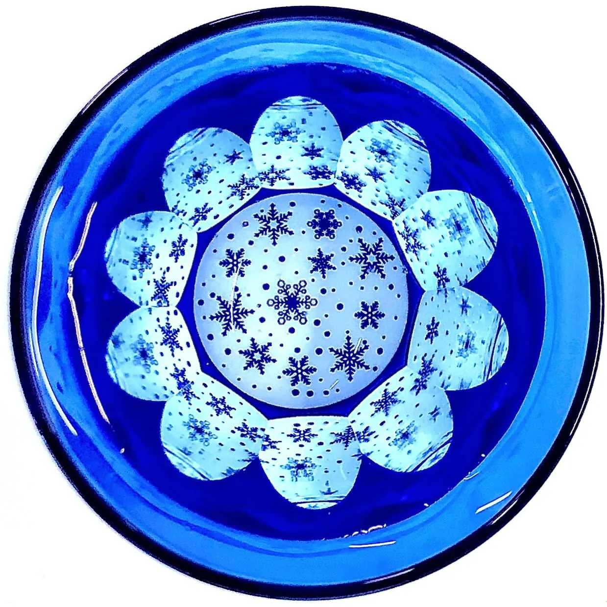 Edo Kiriko Glass Tumbler - Snow (Lapis Lazuli × Light Blue)