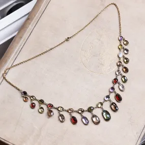 Edwardian "Harlequin" Multi-Stone Fringe Necklace