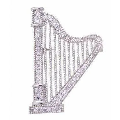 Equilibrium Music Instruments Brooch / Pin - Silver with Crystals Electric Guitar, Cello or Harp