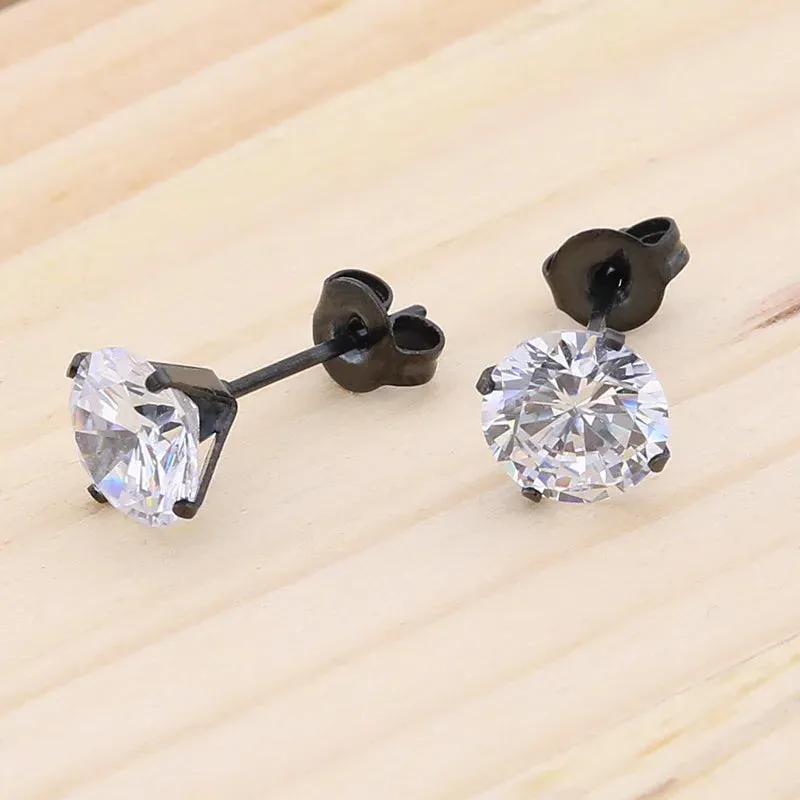 FairLadyHood 1Pair AAA CZ Shiny Wedding Stud Earrings For Women Men White Crystal Jewelry Accessories Earing Oorbellen