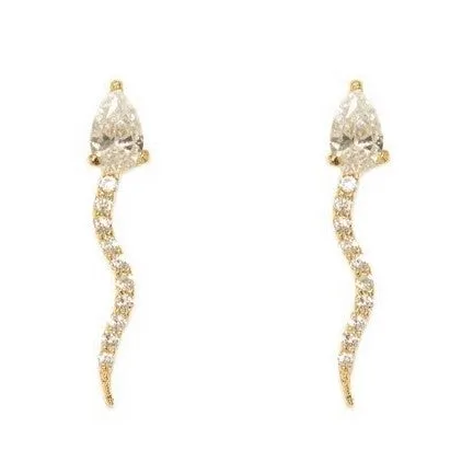 Flavia Snake CZ Gold Stud Earrings
