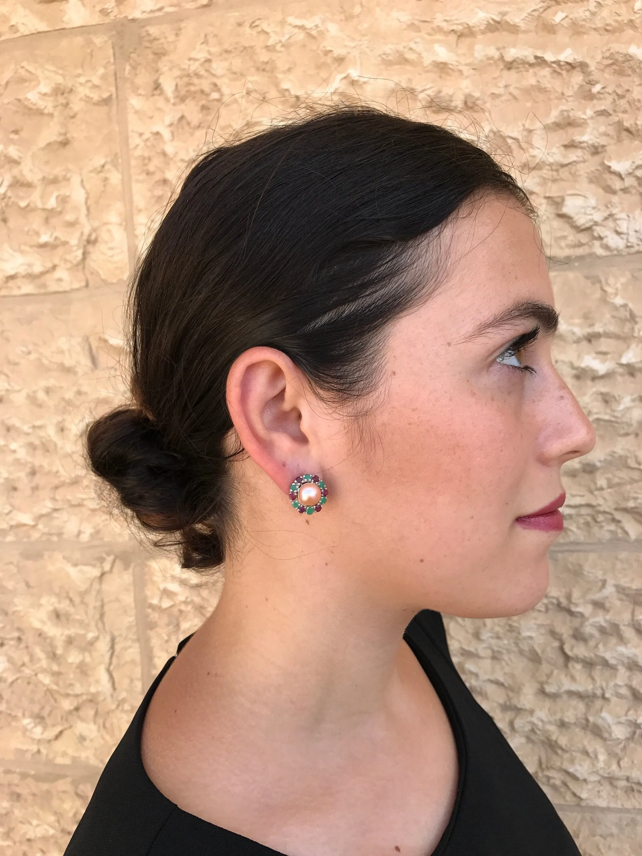 Flower Pearl Earrings - White Flower Earrings - Vintage Multistone Earrings