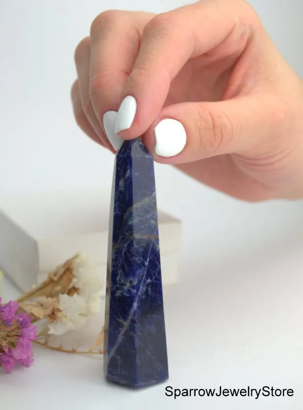 Genuine Lapis Lazuli point tower obelisk Reiki chakra meditation energy Yoga anti-stress healing gift for him Polished lapis gemstone point
