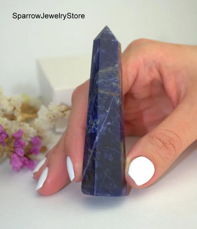 Genuine Lapis Lazuli point tower obelisk Reiki chakra meditation energy Yoga anti-stress healing gift for him Polished lapis gemstone point