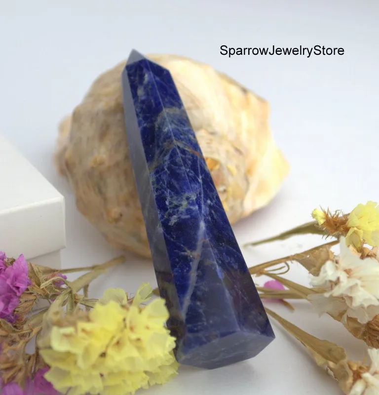 Genuine Lapis Lazuli point tower obelisk Reiki chakra meditation energy Yoga anti-stress healing gift for him Polished lapis gemstone point
