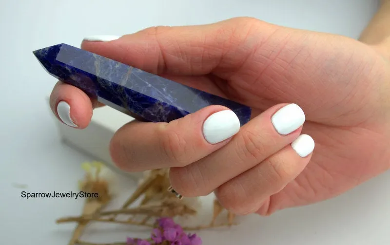 Genuine Lapis Lazuli point tower obelisk Reiki chakra meditation energy Yoga anti-stress healing gift for him Polished lapis gemstone point