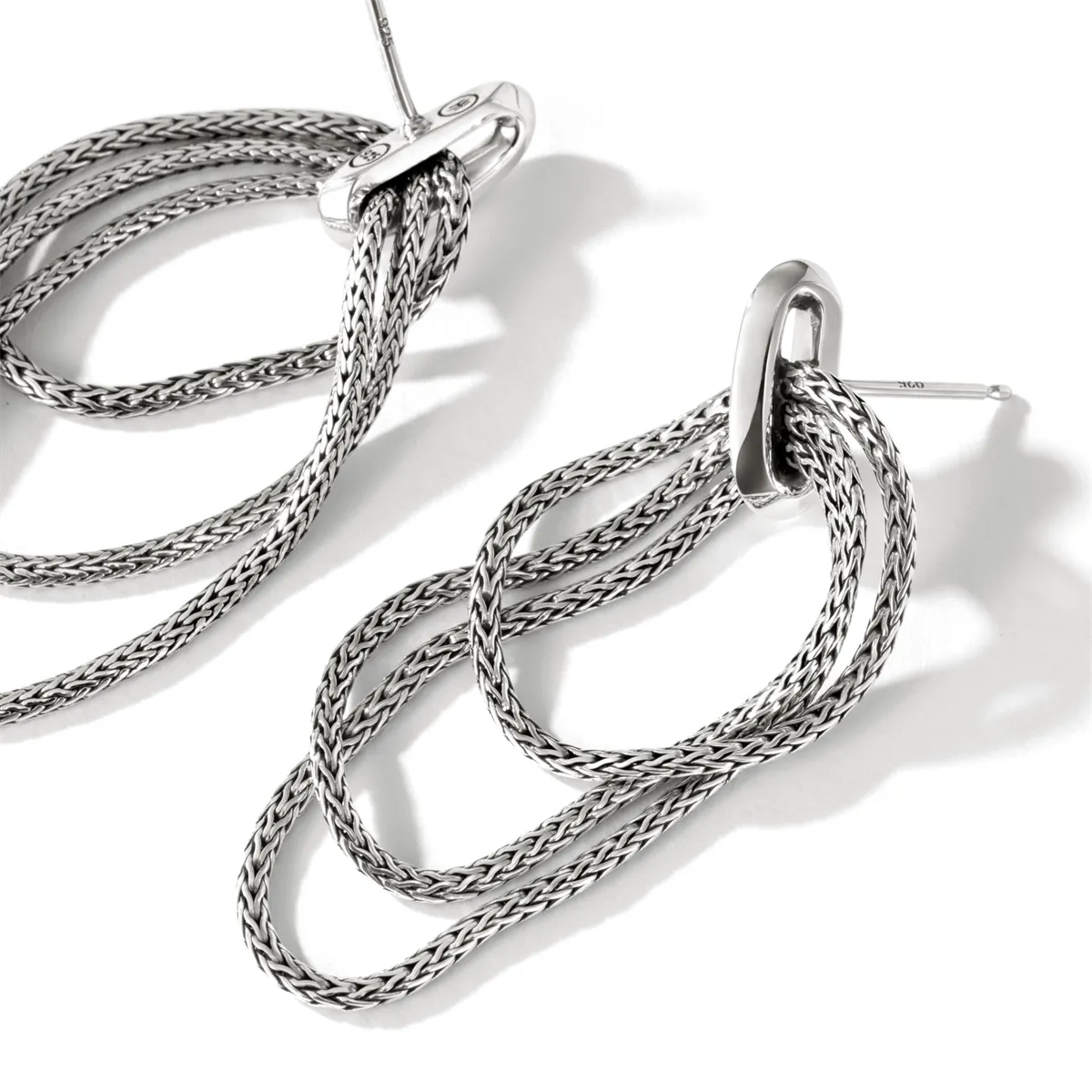 John Hardy Classic Chain Sterling Silver Drop Loop Earrings