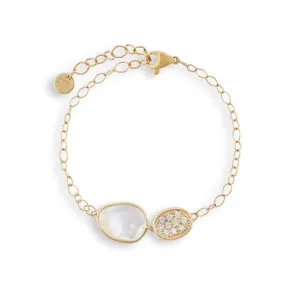 Marco Bicego Lunaria Collection 18K Yellow Gold and Diamond White Mother of Pearl Bracelet