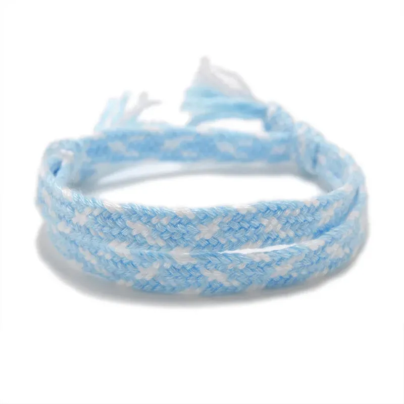 Meetvii Vintage Simple Hand-Made Woven Bracelet for Women Men 1.5cm Width Cotton String Lucky Rope Couple Bracelets Wholesale