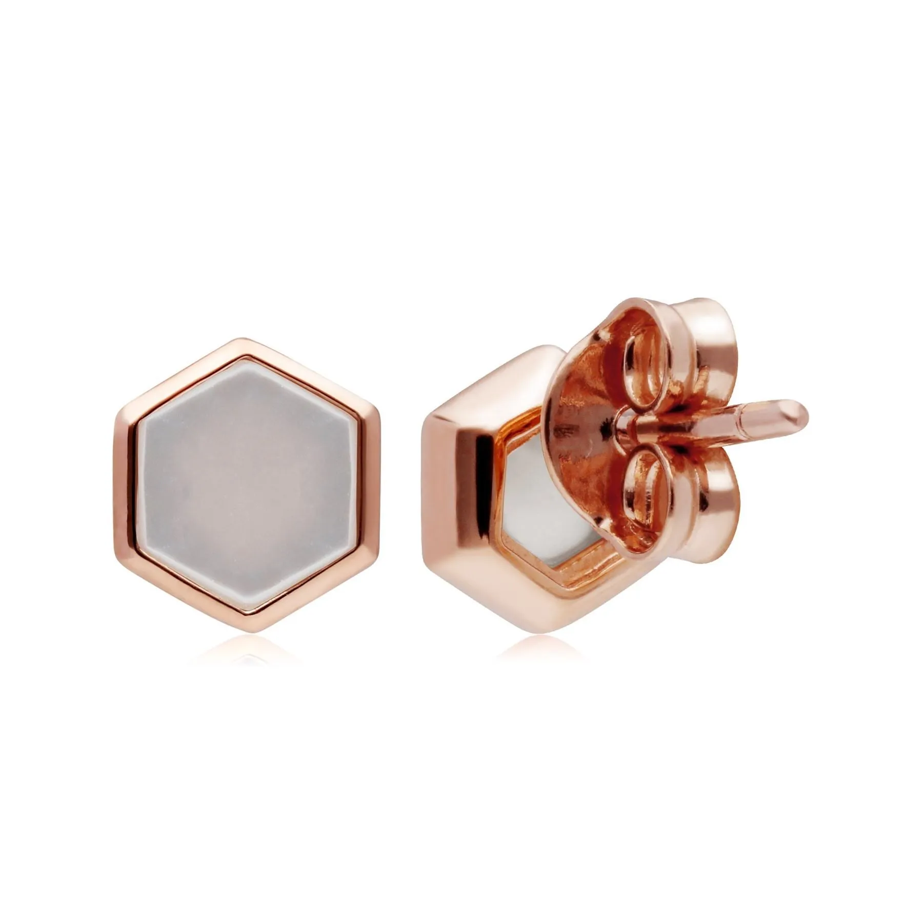 Mini Statement Perlmutt Ohrstecker in Rose Vergoldetem 925 Sterling Silber