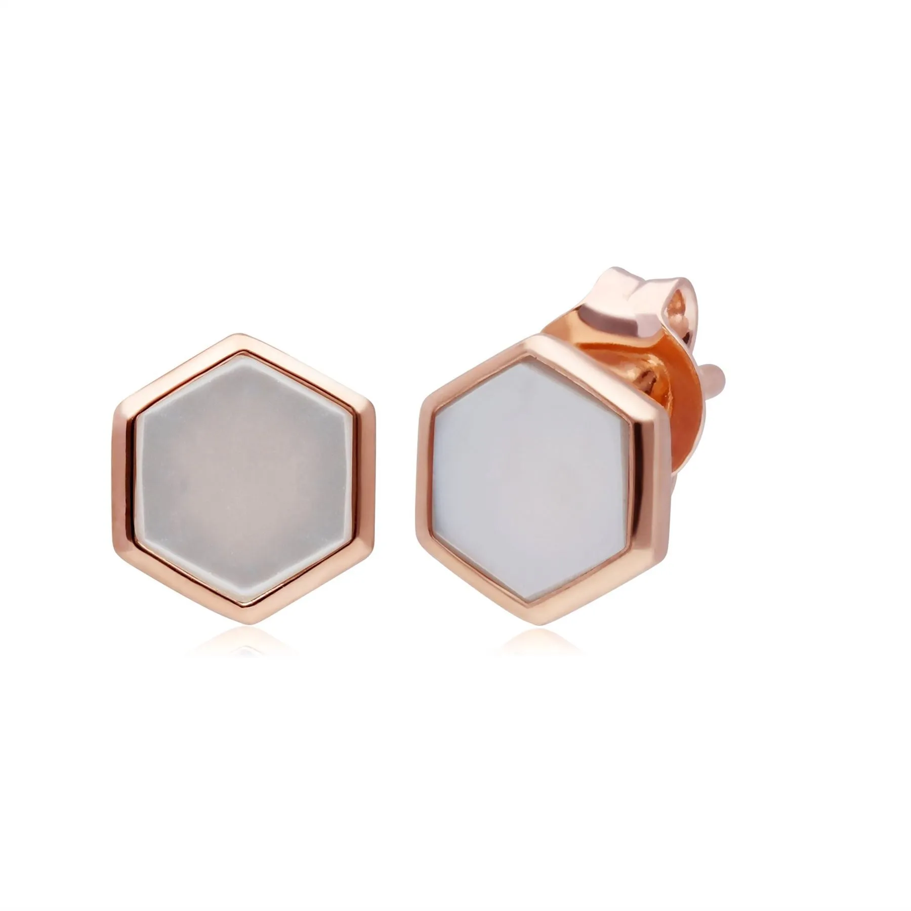 Mini Statement Perlmutt Ohrstecker in Rose Vergoldetem 925 Sterling Silber