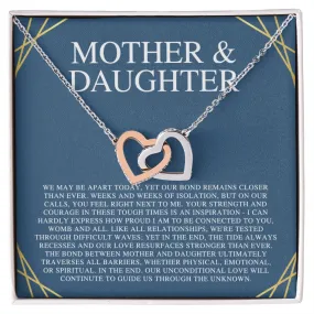 Mother & Daughter We May Be Apart Interlocking Hearts Necklace, Gift for Mom, Mother's Day Necklace