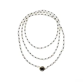 Multi-style 8-10mm Pearl Opera Necklace (Brown Terahertz Stone)