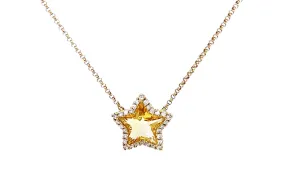 Necklace Star 18kt Yellow Gold Citrine & Diamonds