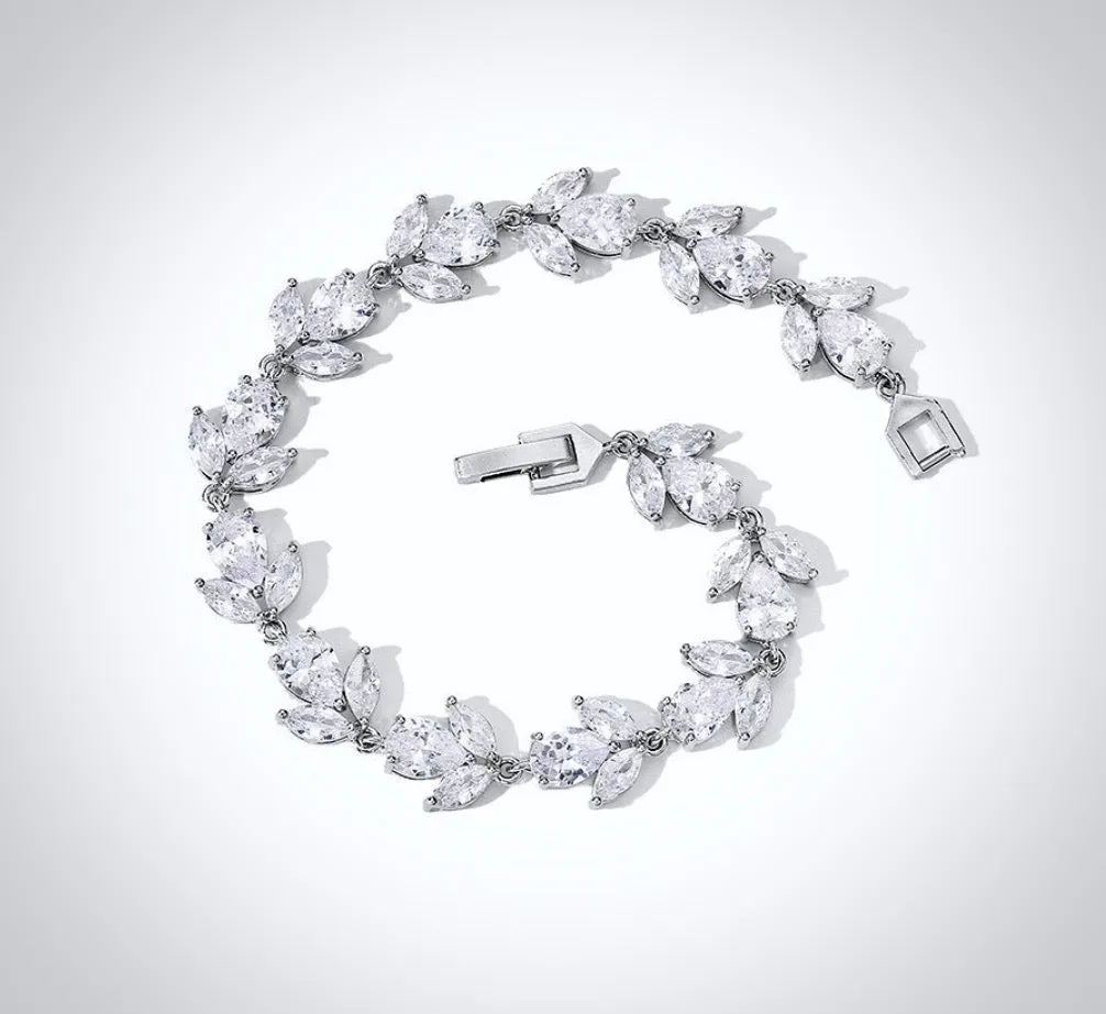 "Arista" - Cubic Zirconia Bridal Bracelet - Available in Rose Gold, Silver and Yellow Gold
