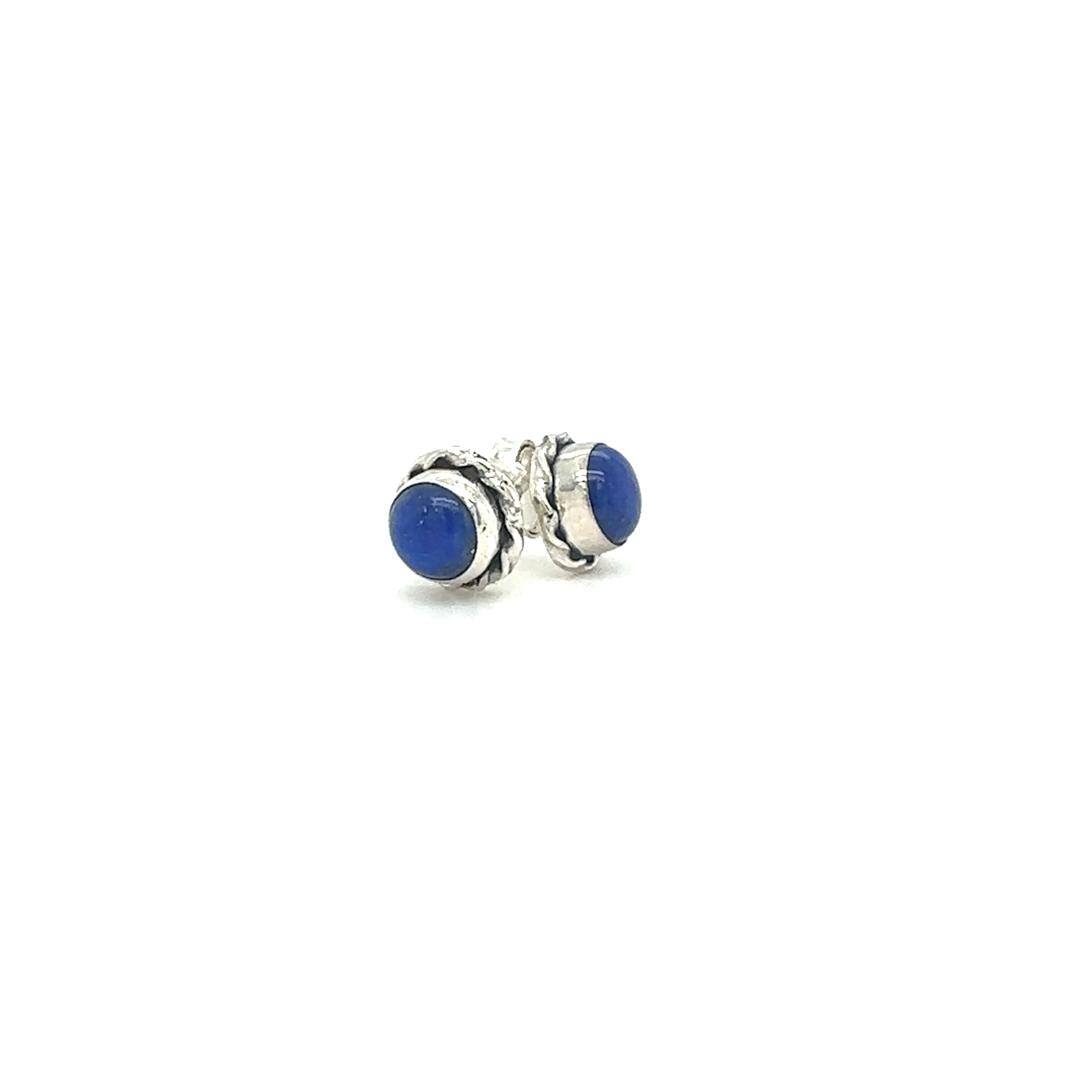 Round Stone Stud Earrings with Twist Details