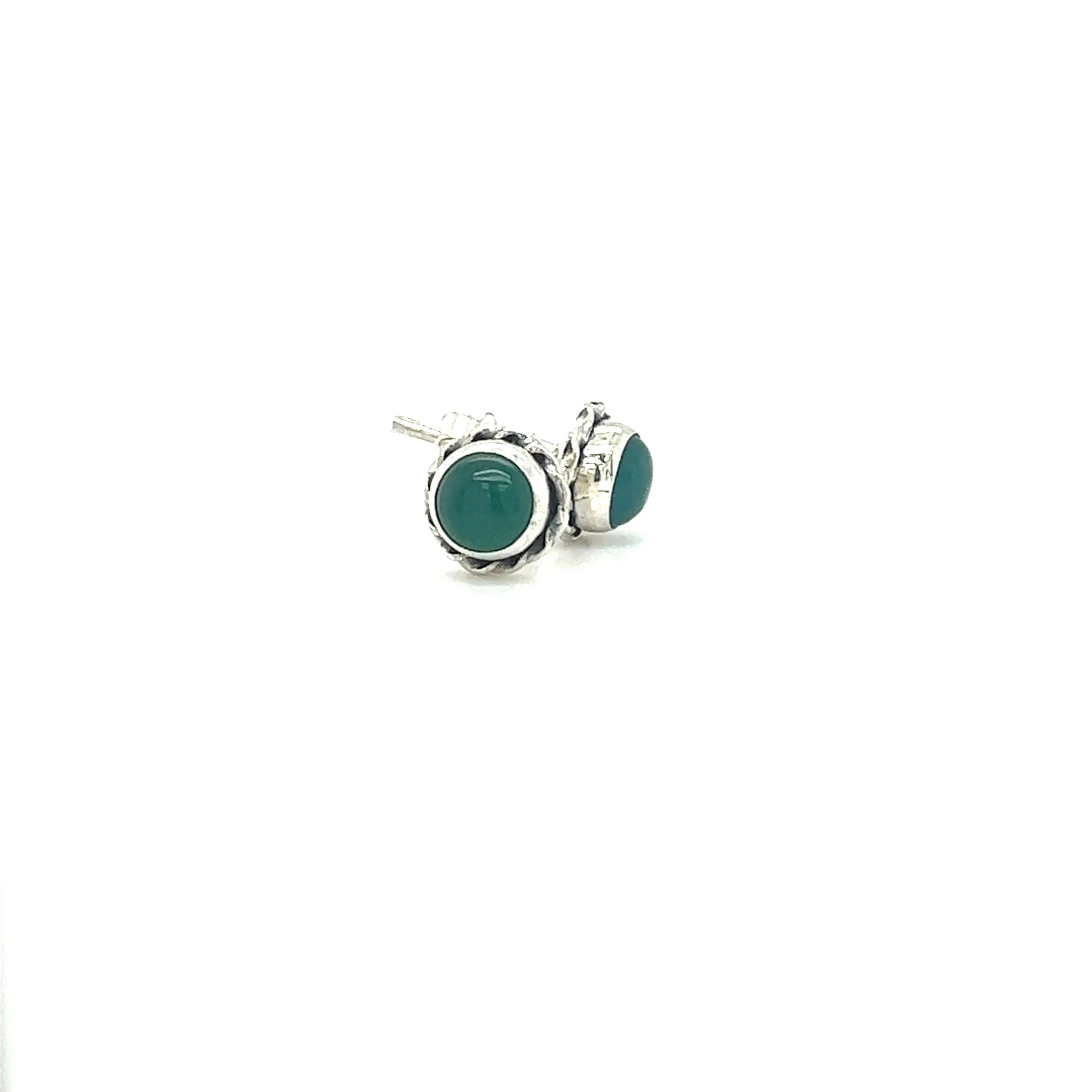 Round Stone Stud Earrings with Twist Details