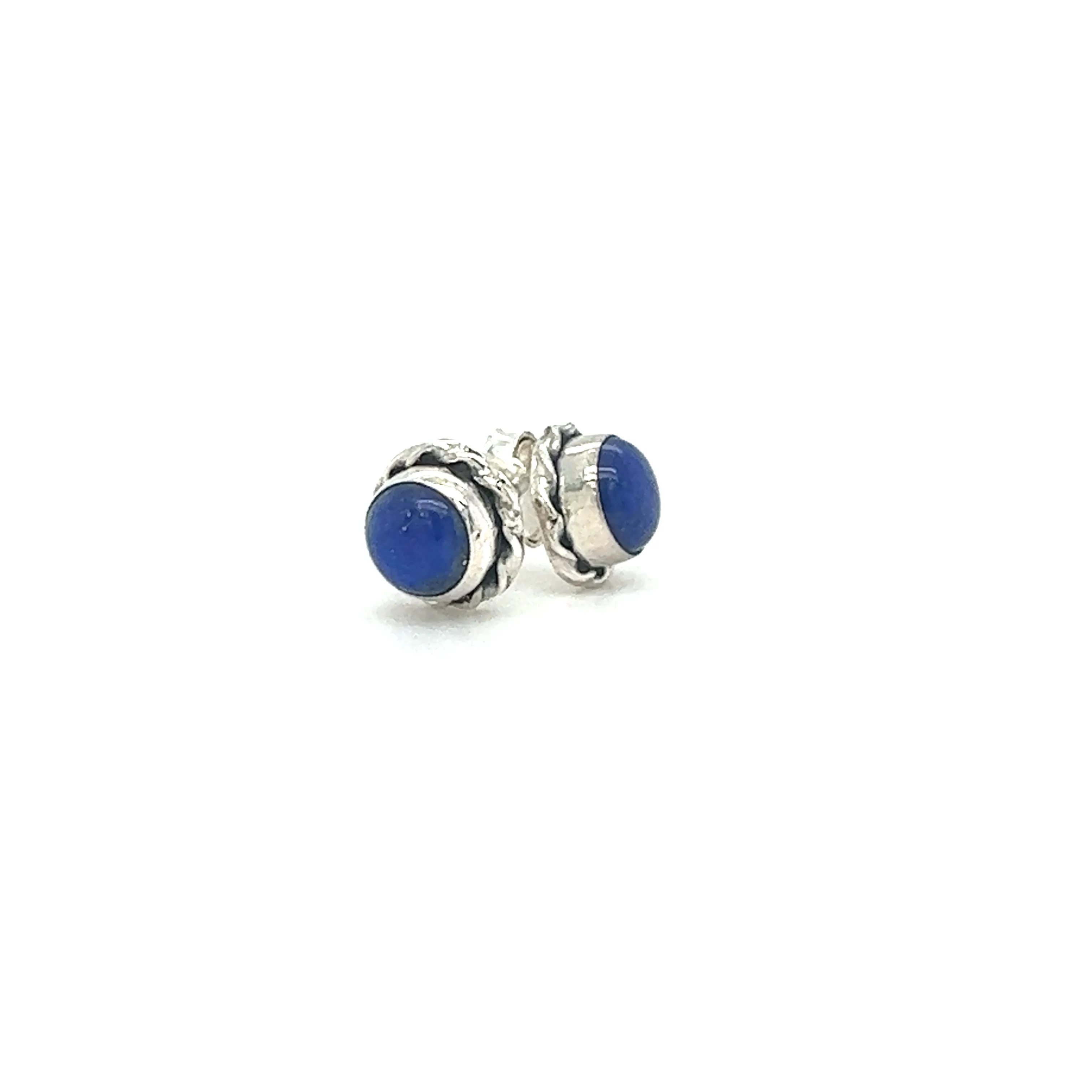 Round Stone Stud Earrings with Twist Details
