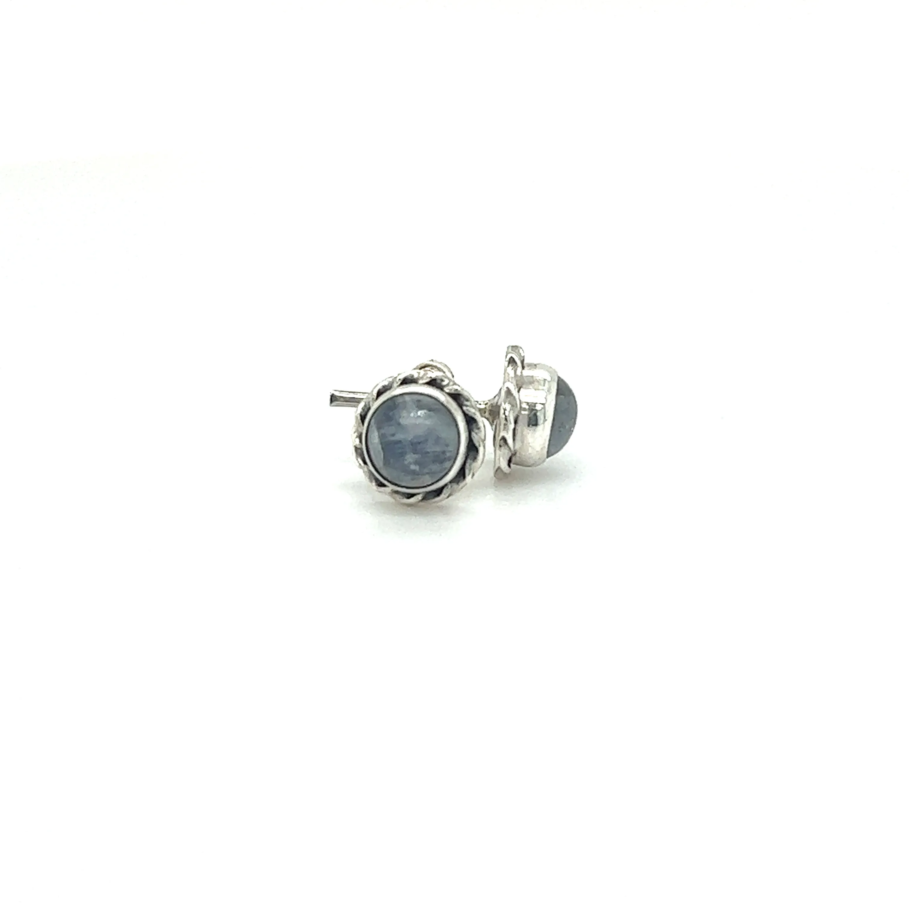 Round Stone Stud Earrings with Twist Details