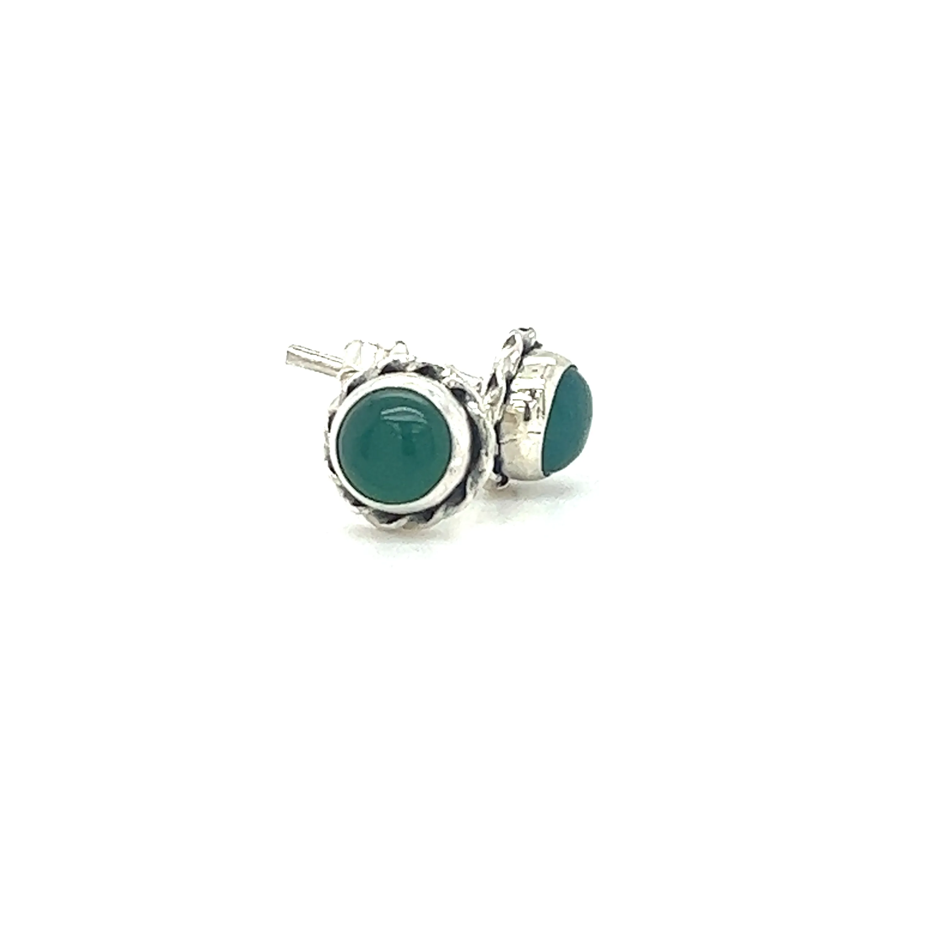 Round Stone Stud Earrings with Twist Details