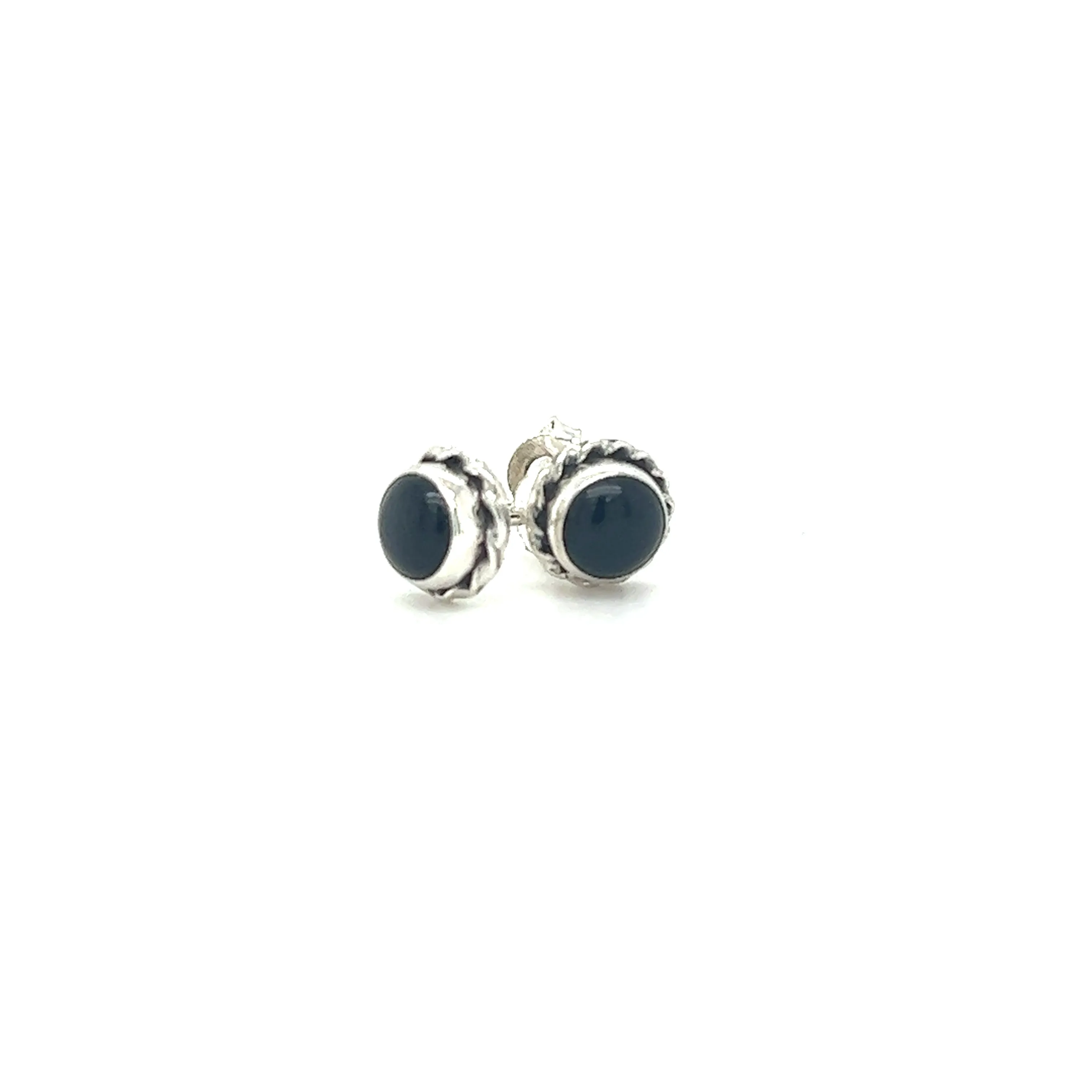 Round Stone Stud Earrings with Twist Details