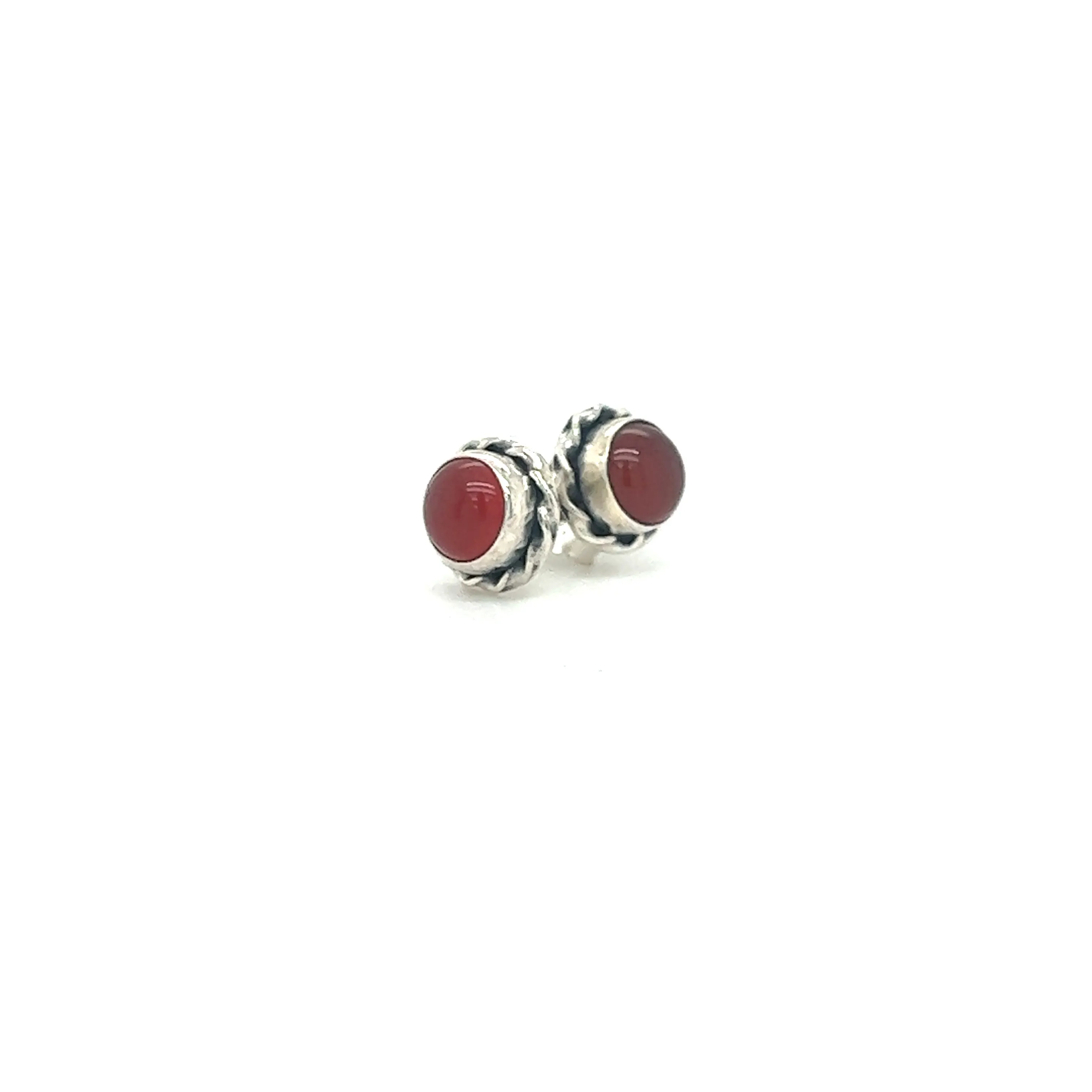 Round Stone Stud Earrings with Twist Details