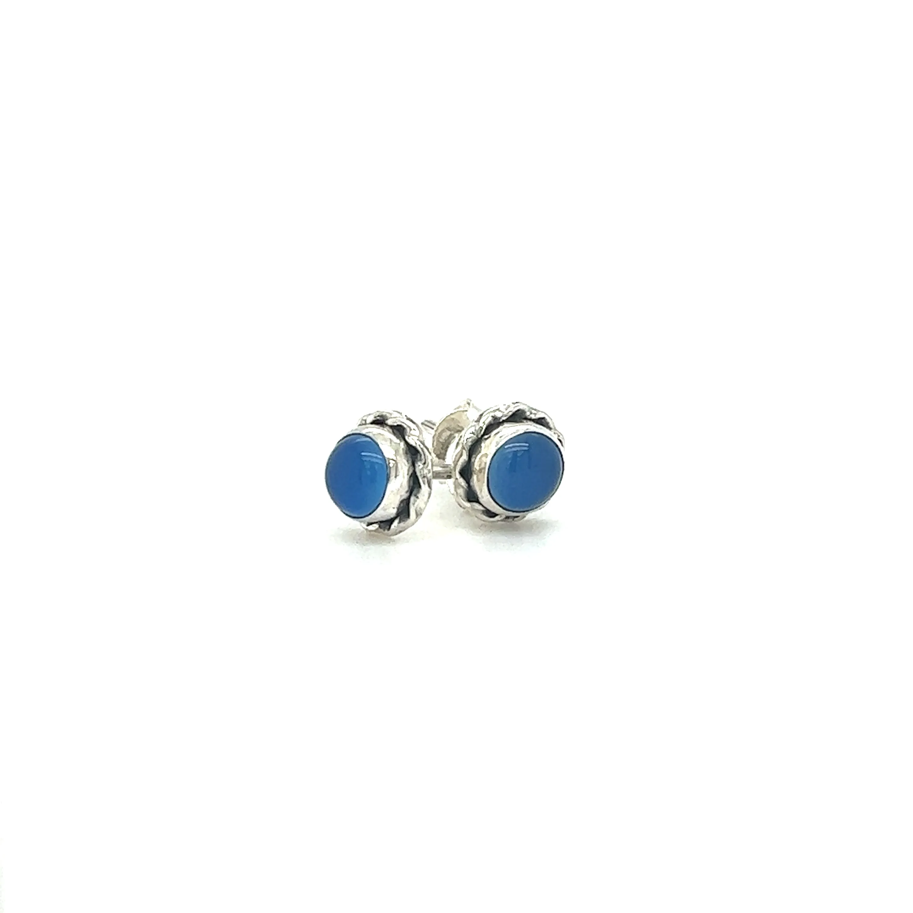 Round Stone Stud Earrings with Twist Details